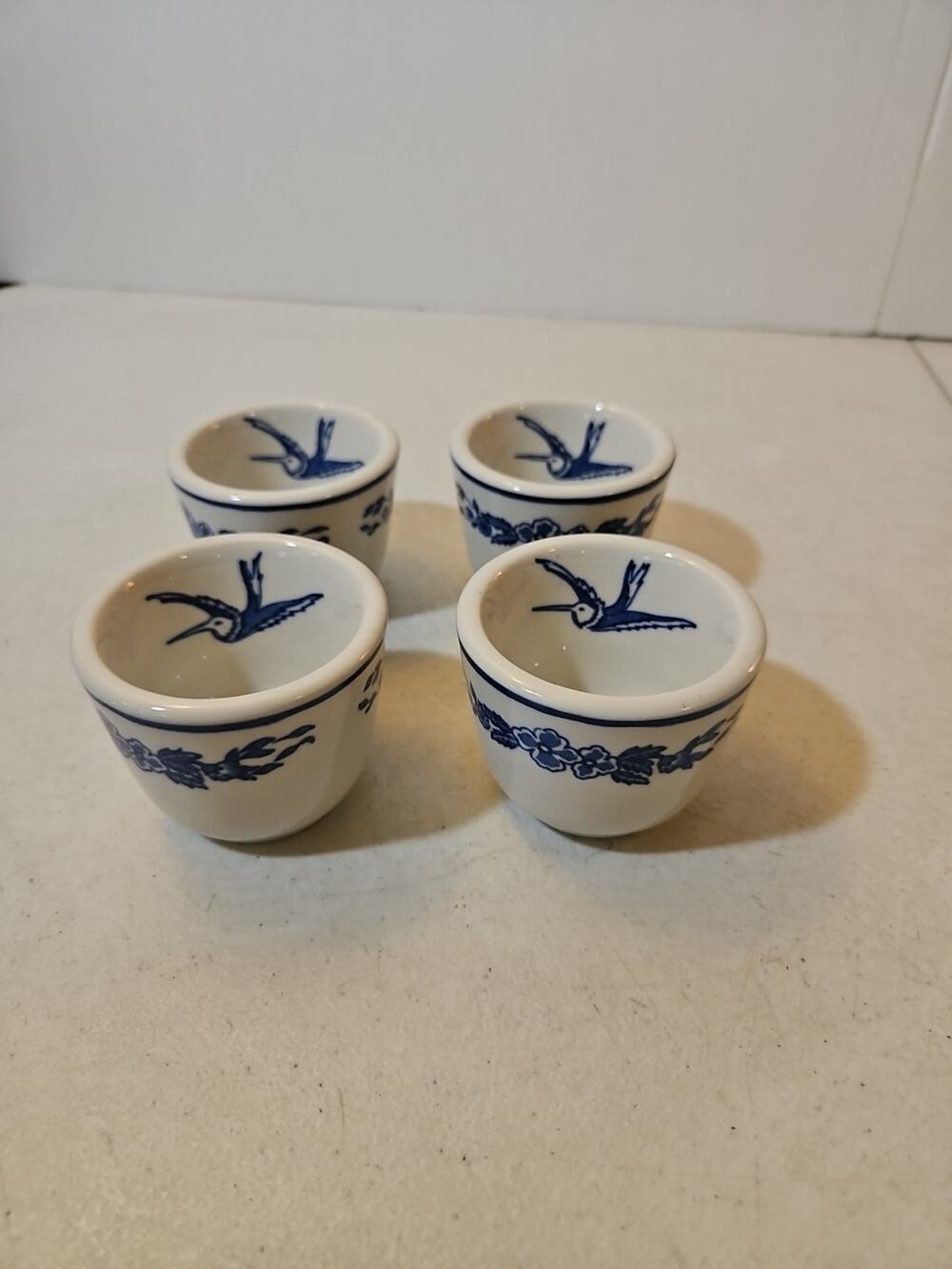 Set Of 4 Vintage Jackson China Restaurant Ware Hummingbird Custard Cups